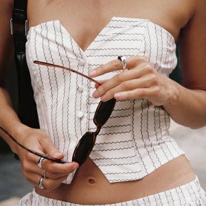 Freddle Strapless Top White Stripe