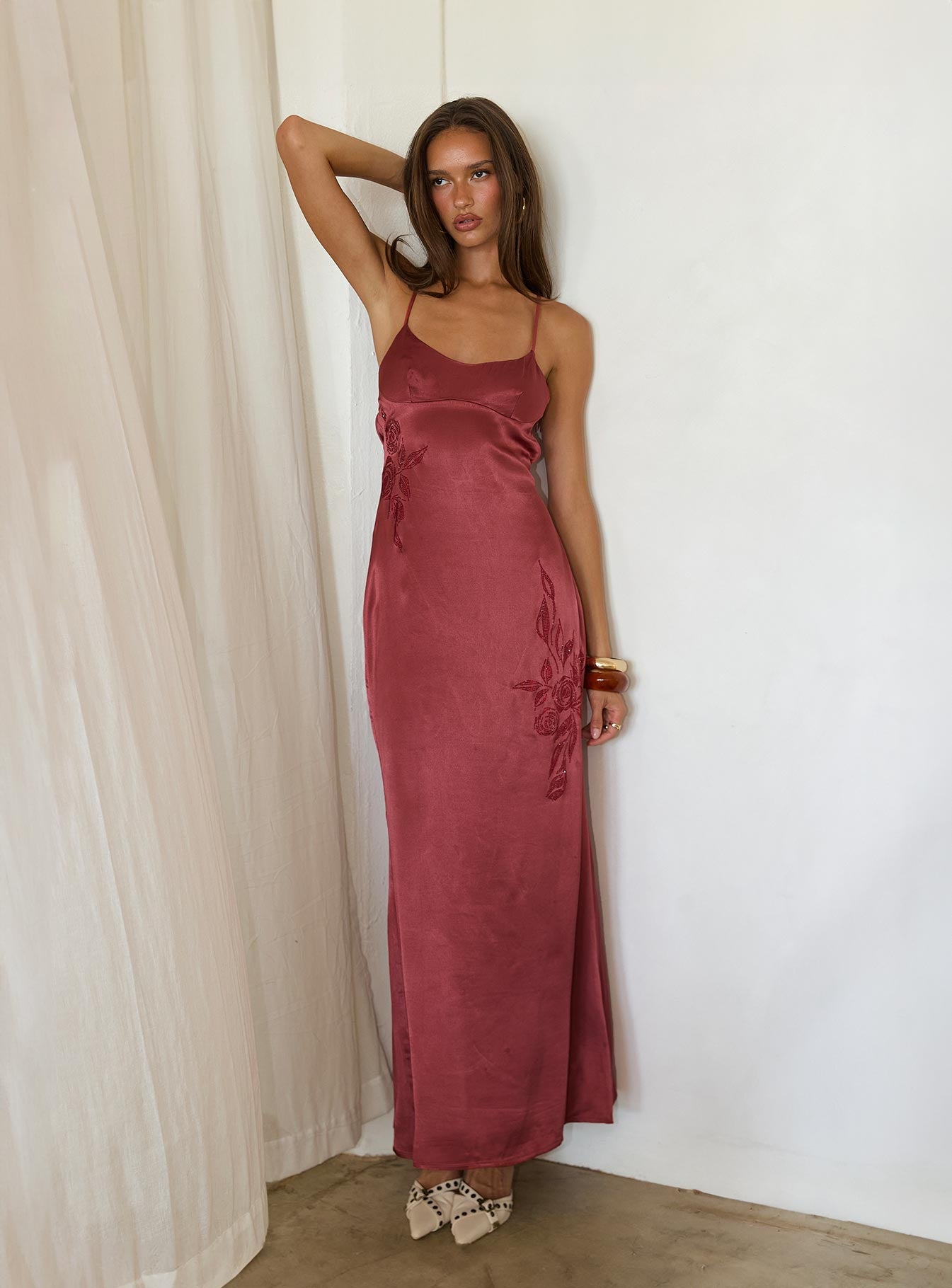 Catch You Up Beaded Maxi Dress Red - Image 8