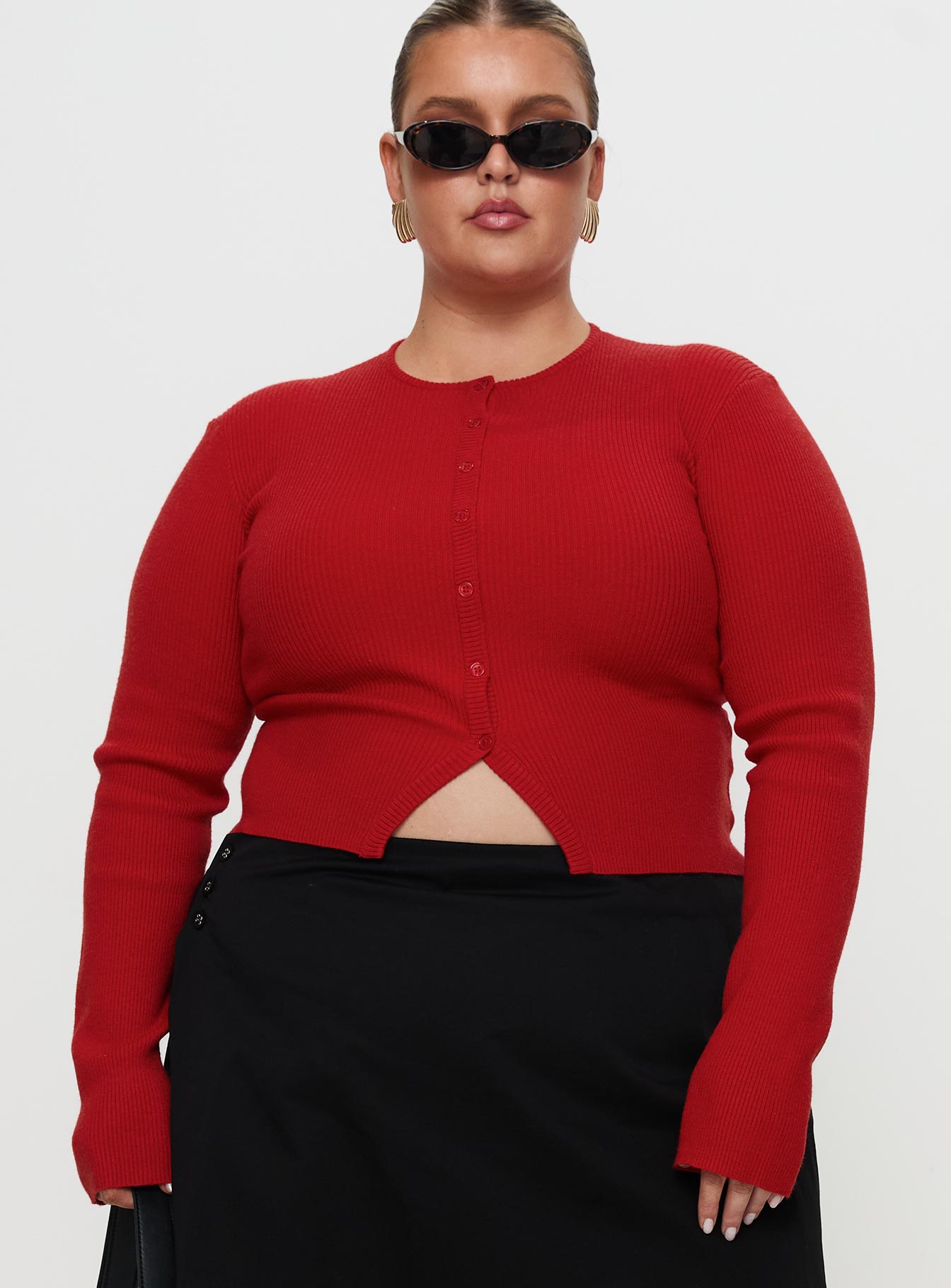 Suzu Long Sleeve Knit Top Red Curve - Image 2