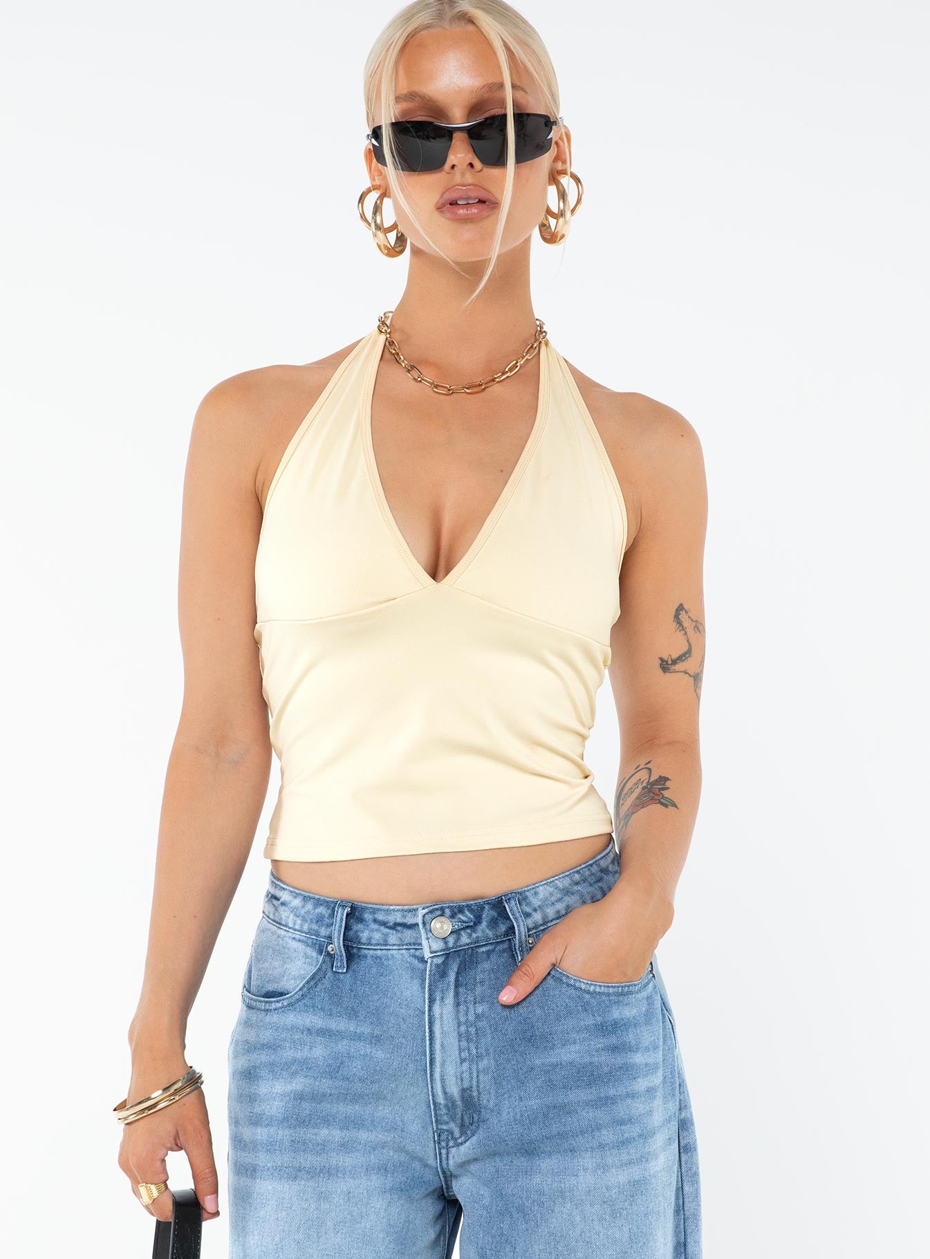 Larkai Halter Top Beige - Image 2