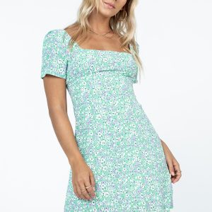 Hastings Mini Dress Green Floral