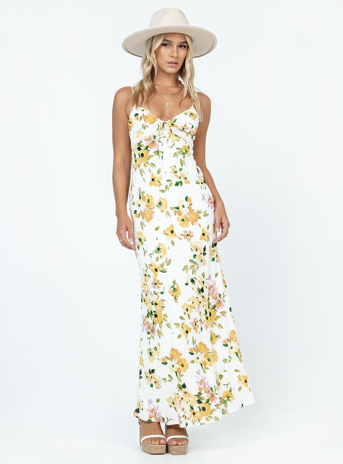 Emily Maxi Dress White / Yellow Floral - Image 4