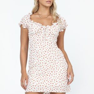 Reuben Mini Dress White Floral
