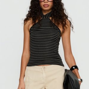 Katriana High Neck Top Multi Stripe