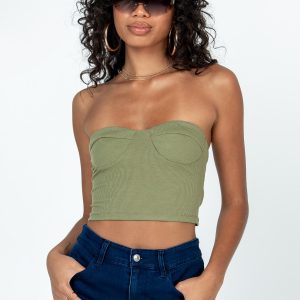 Henney Strapless Top Khaki