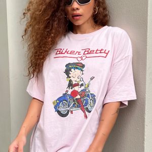 Betty Boop Oversized Biker Tee Pink