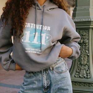 Intuition Hooded Sweatshirt Bubble Text Charcoal