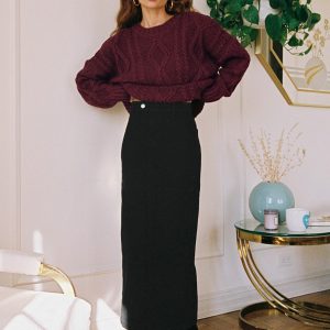 Markanna Denim Midi Skirt Black