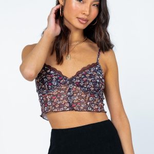 Newbrough Top Brown Floral