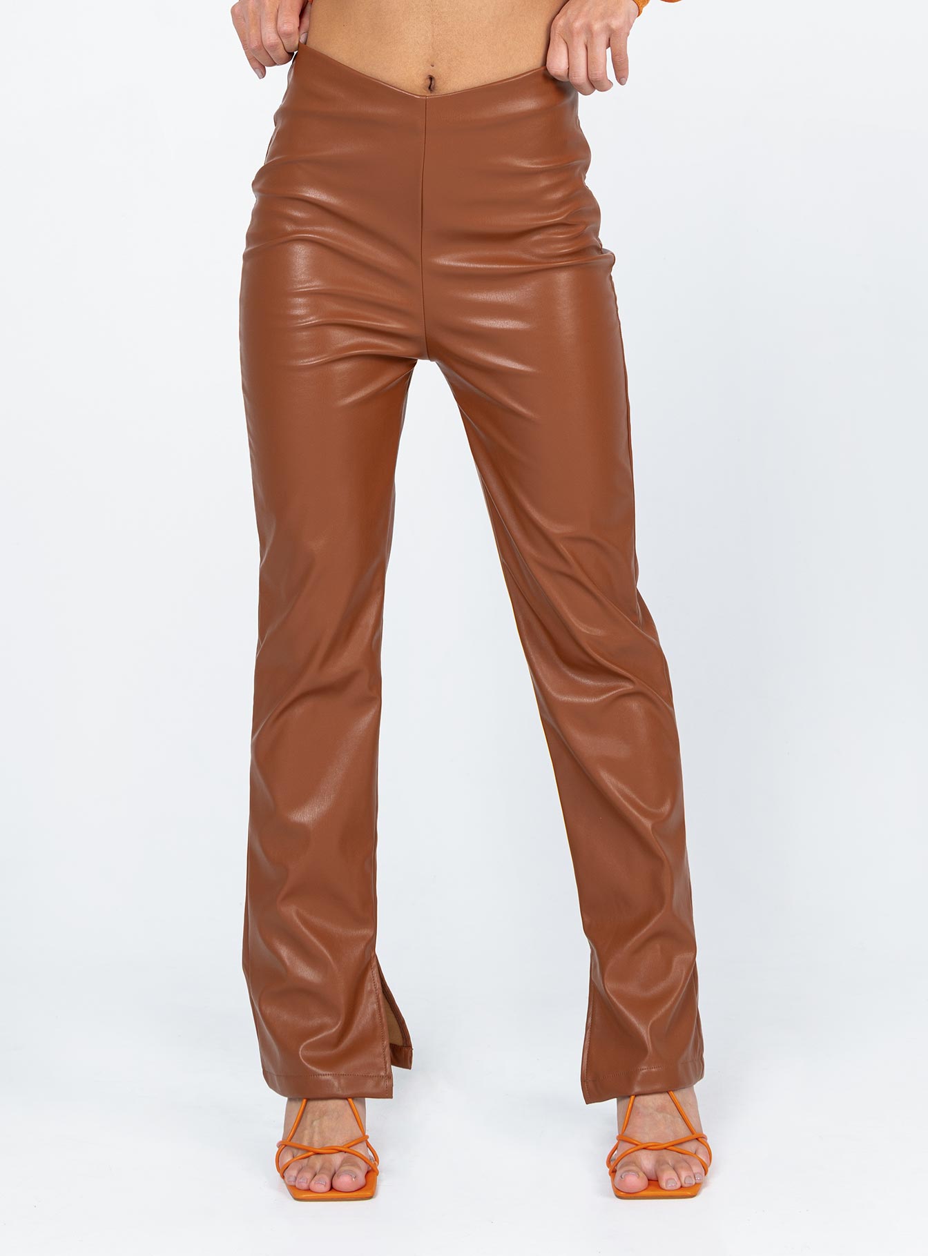 Perama PU Pants Brown