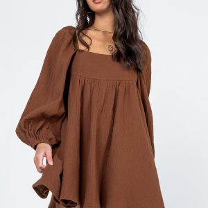 Lorna Long Sleeve Mini Dress Brown