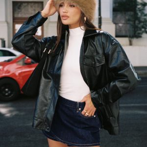 Callie Faux Leather Jacket Black