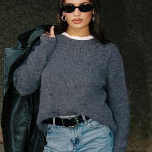 Abrams Rib Knit Crew Sweater Charcoal Marle