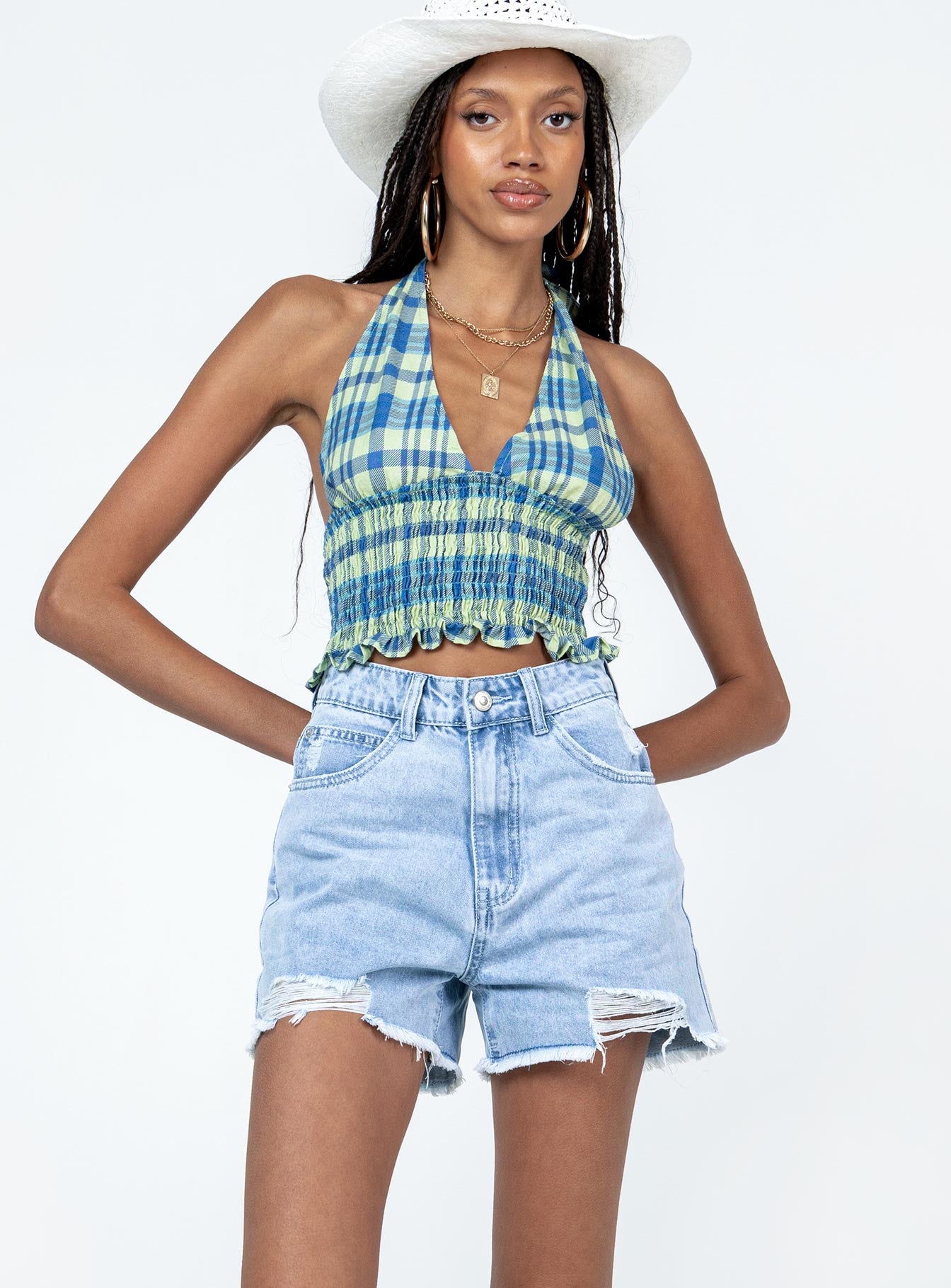 Geneva Light Wash Denim Shorts - Image 2