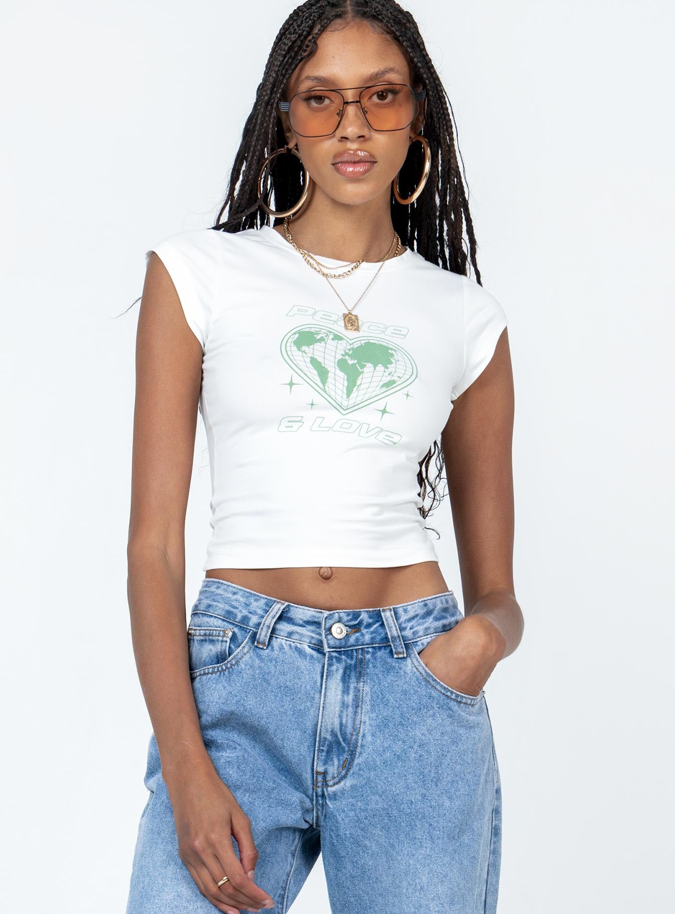 Peace and Love Longline Tee White - Image 2