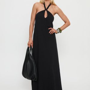 Kaiana Keyhole Halter Maxi Dress Black