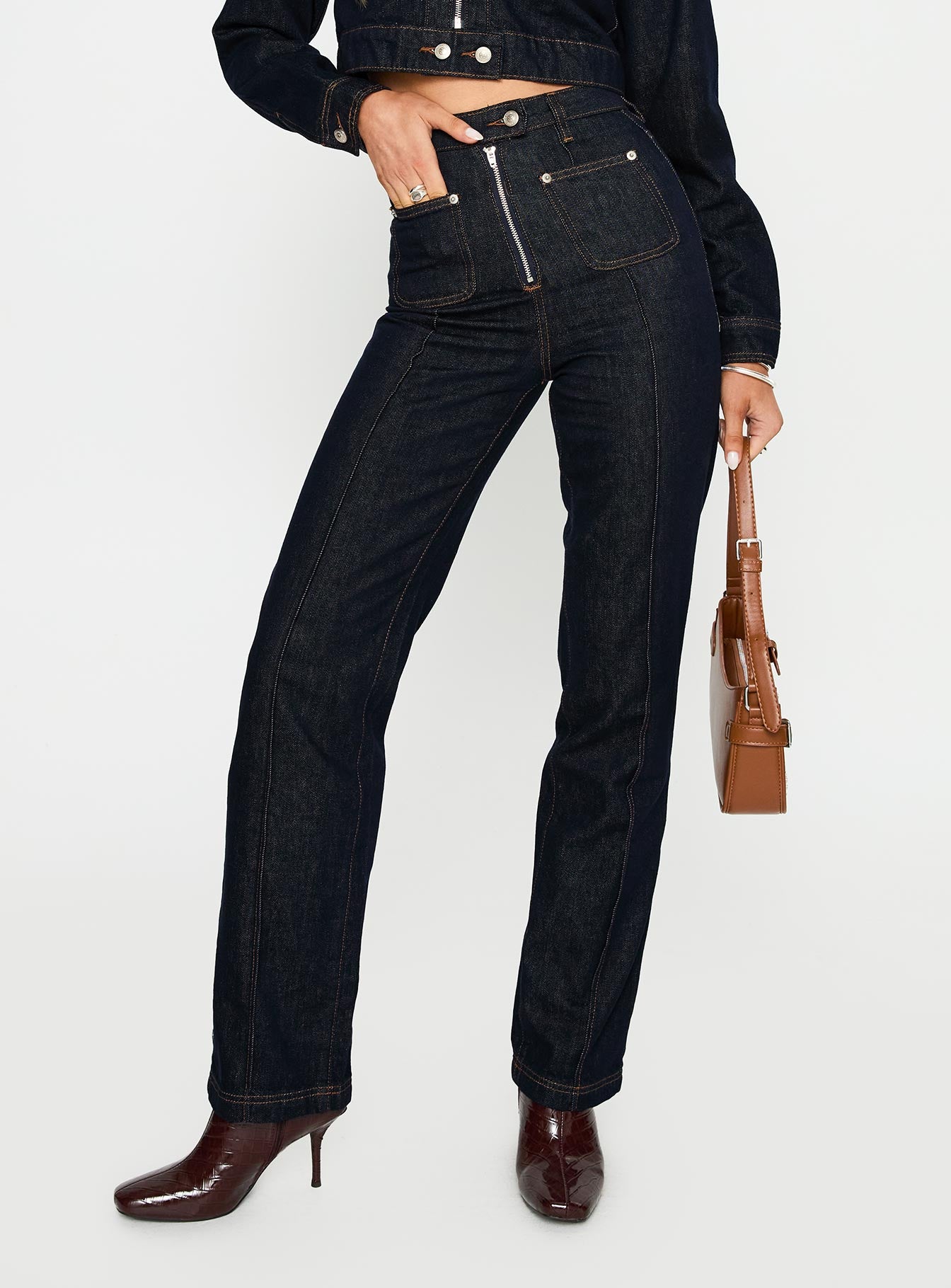 Stallion High Rise Straight Leg Jeans Indigo - Image 2