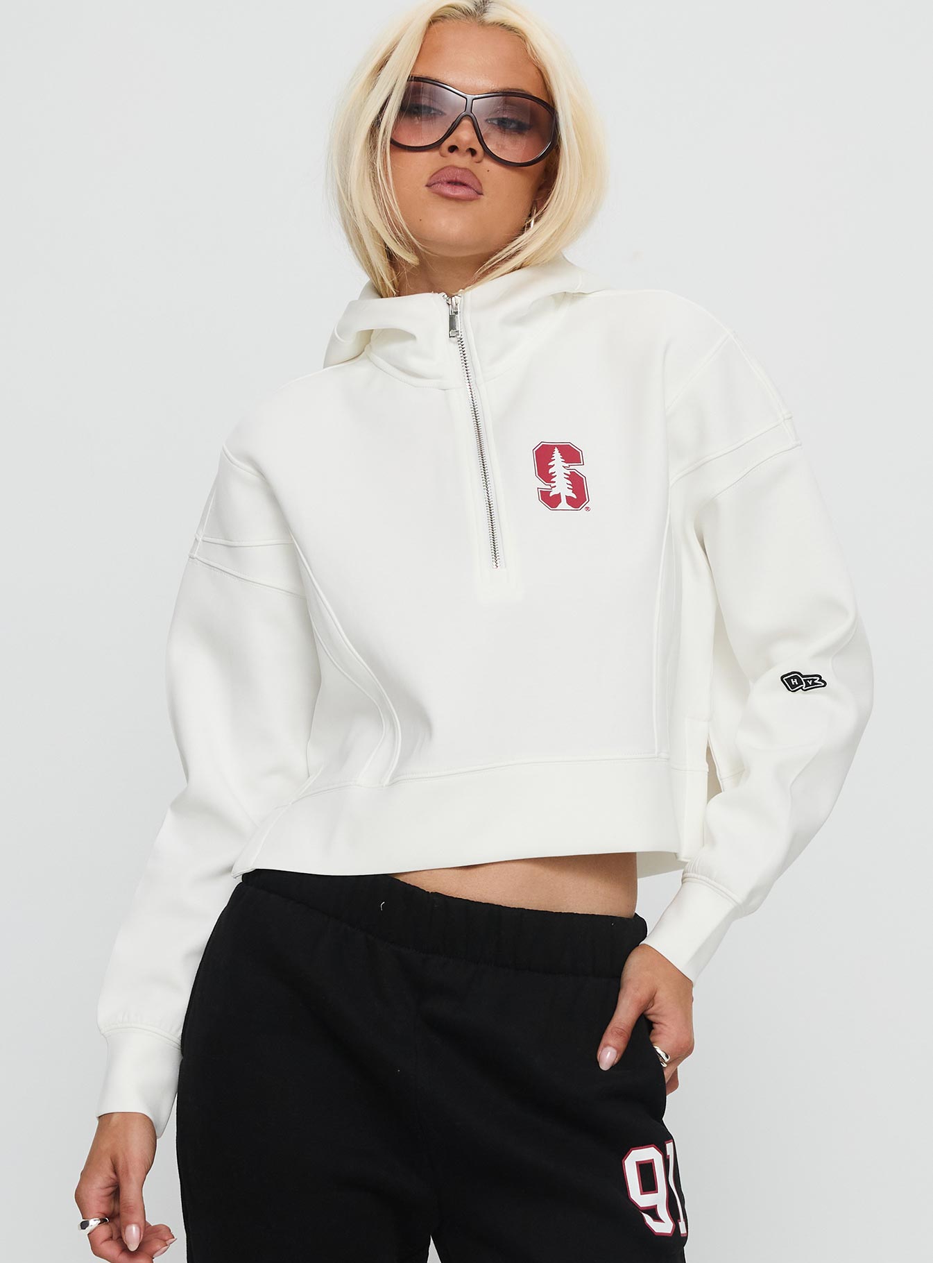 Stanford Buttersport Half-zip Hoodie White - Image 2