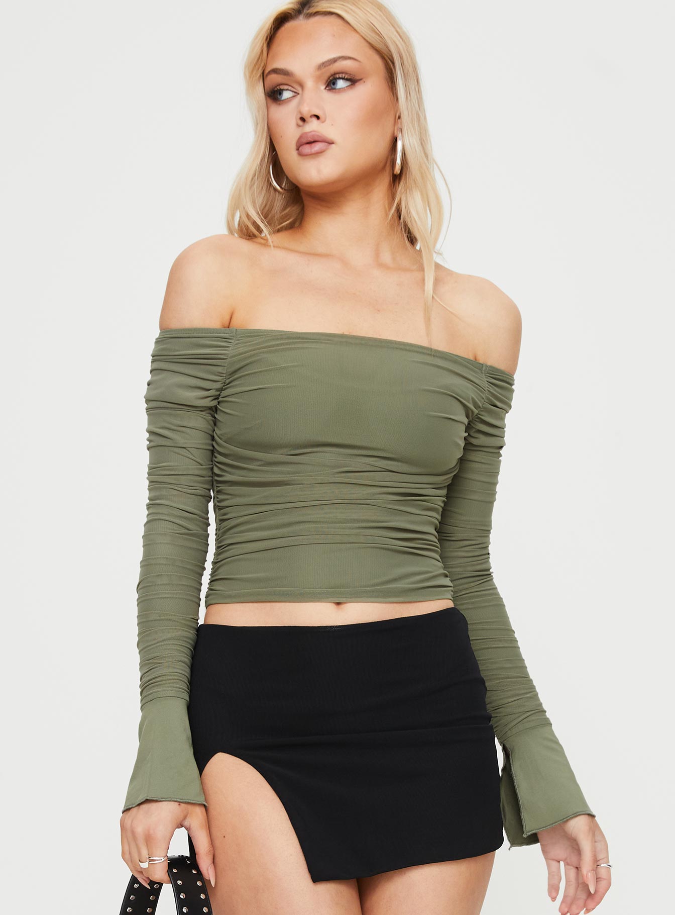 Moreno Off The Shoulder Top Green - Image 2