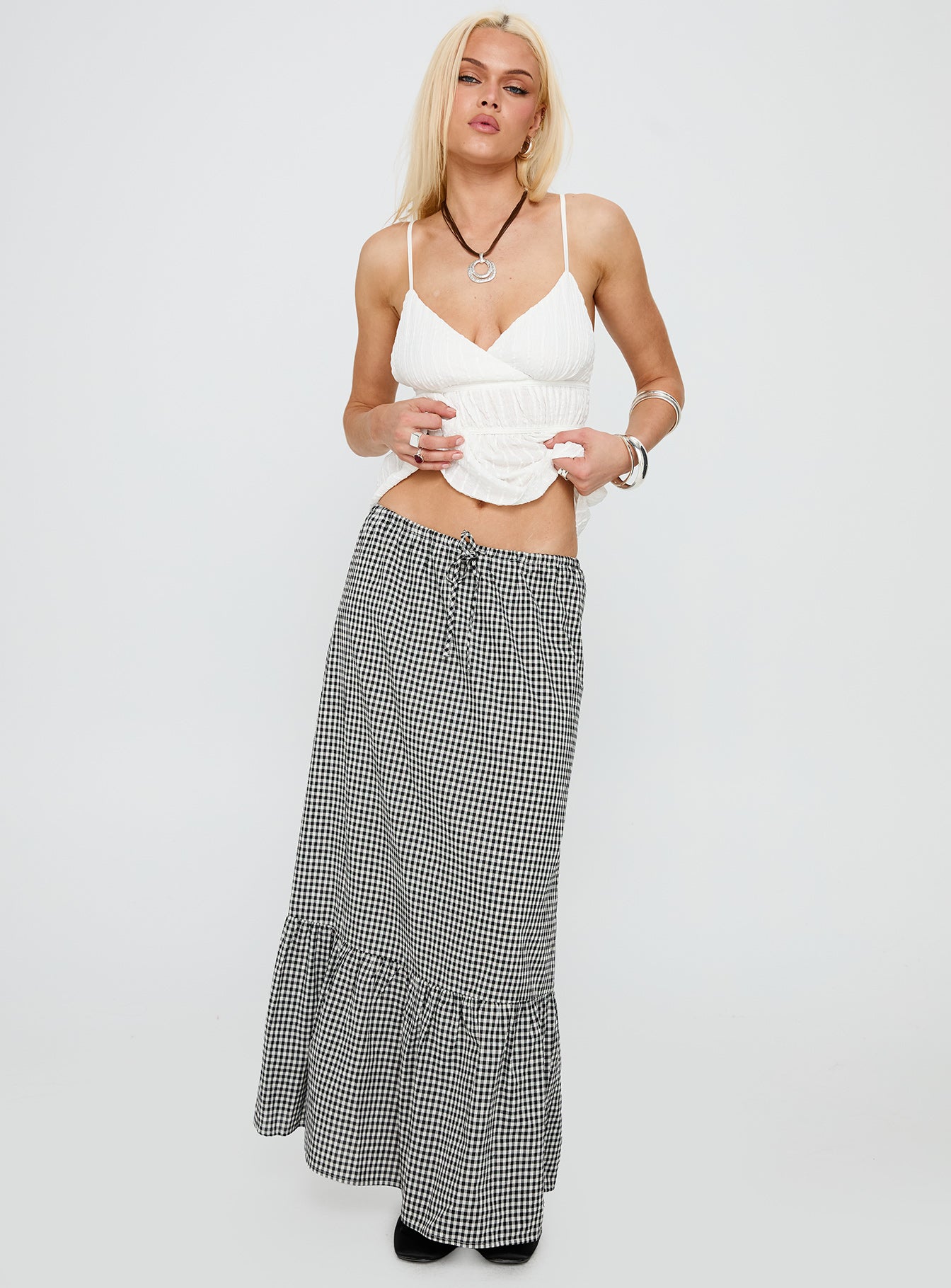 Modern Girl Maxi Skirt Black / White Gingham - Image 2