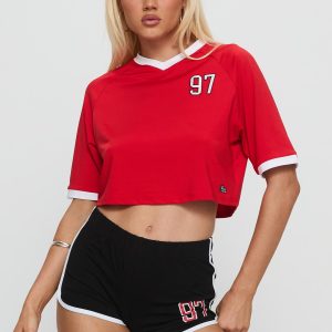 SDSU Cropped Soccer Jersey Tee Red
