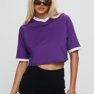 NYU Cropped Soccer Jersey Tee Purple