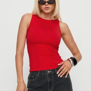 Lose Your Number High Neck Top Red