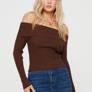 Infinity Off The Shoulder Top Brown
