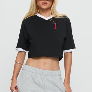 Ohio State Cropped Soccer Jersey Tee Black