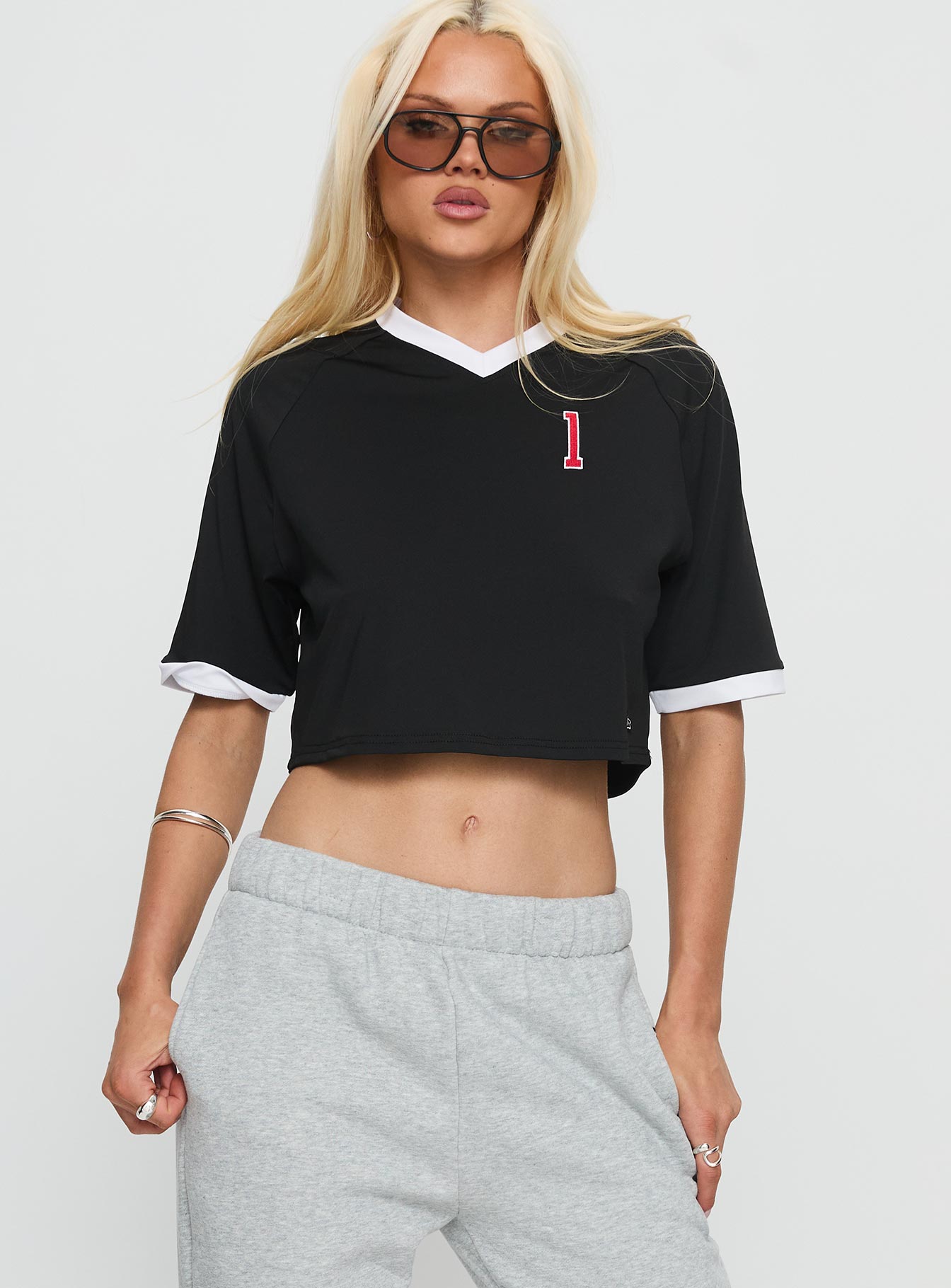 Ohio State Cropped Soccer Jersey Tee Black