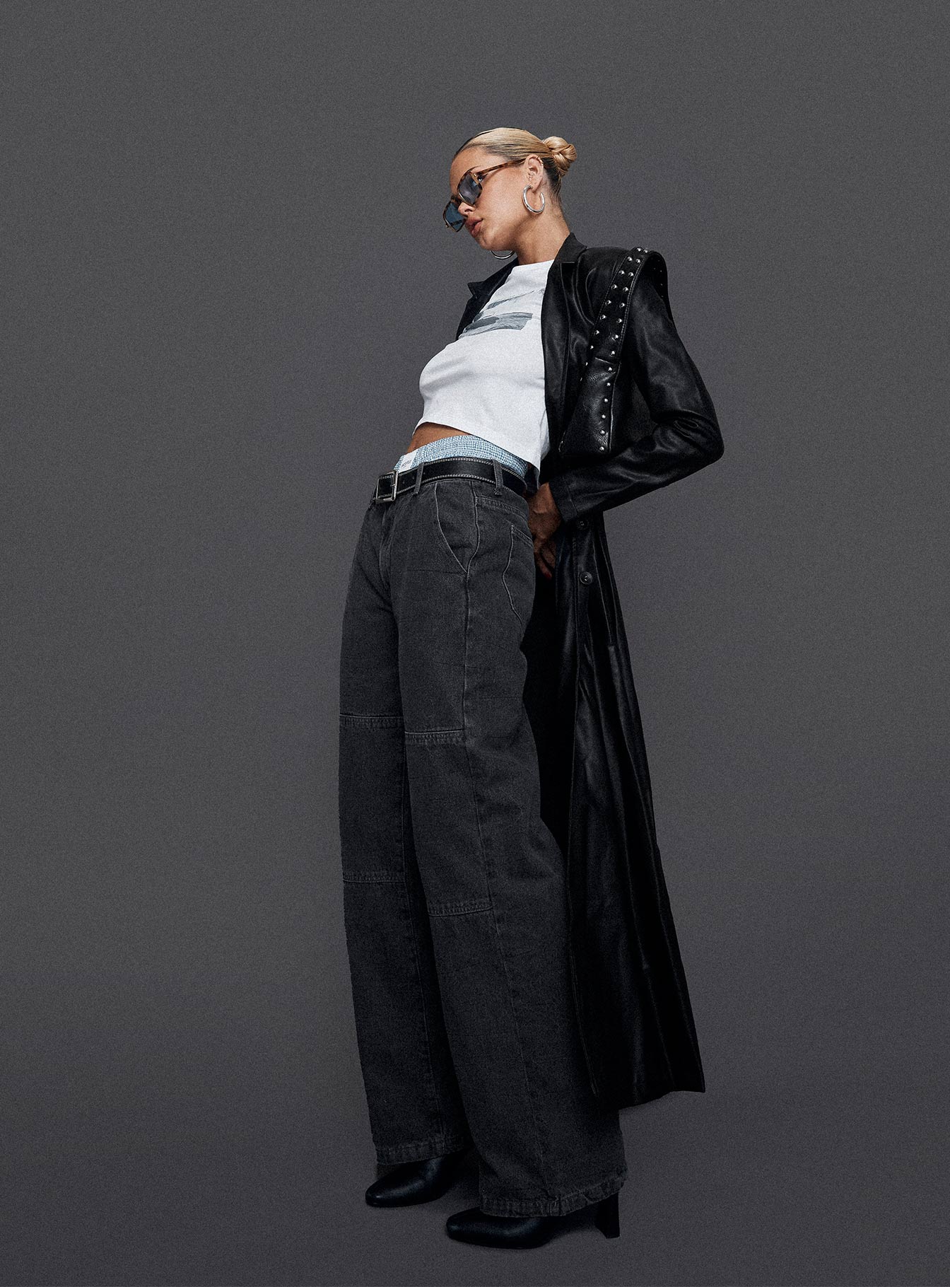 Speak Easy Long Line Faux Leather Coat Black - Image 8