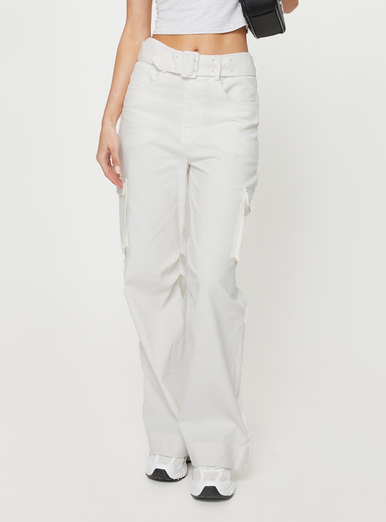 Aidane Cord Cargo Pants White - Image 2