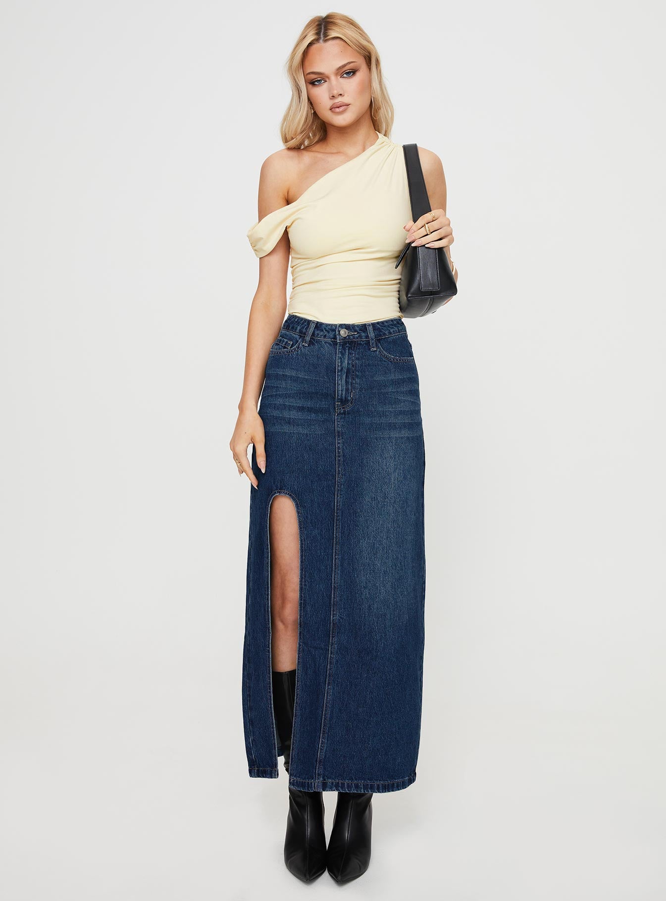 Saige Denim Maxi Skirt Mid Wash - Image 2