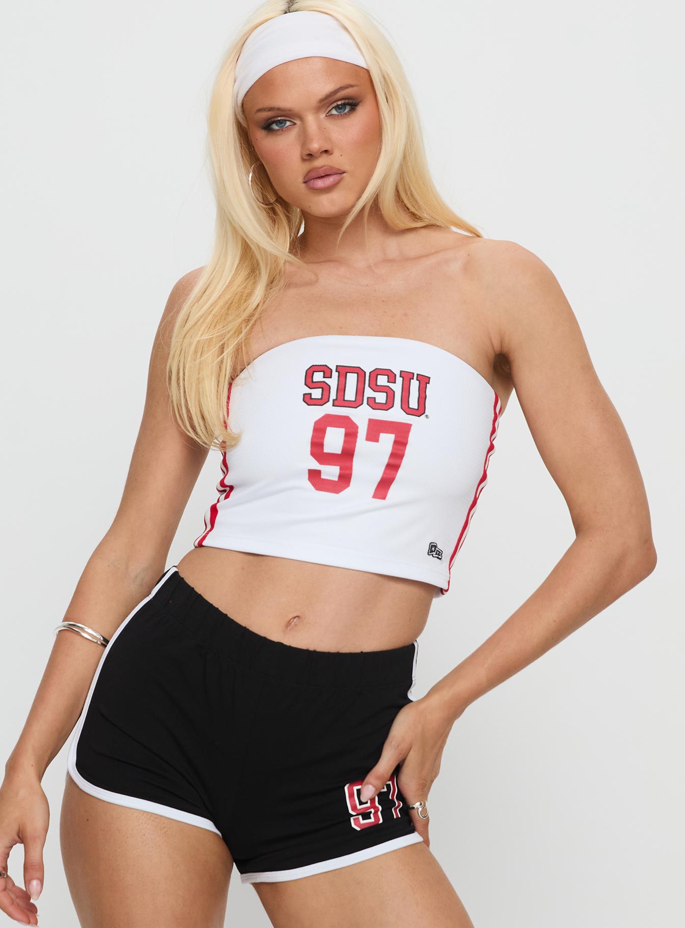 SDSU Jersey Tube Top White - Image 2