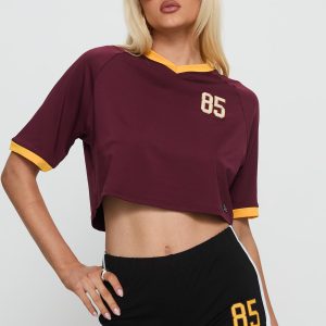 ASU Cropped Soccer Jersey Tee Maroon
