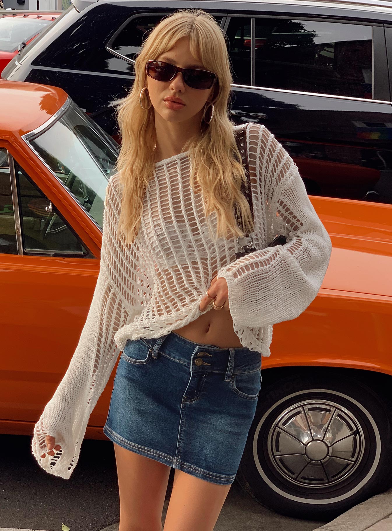 Faya Low Rise Denim Mini Skirt Dark Blue - Image 14