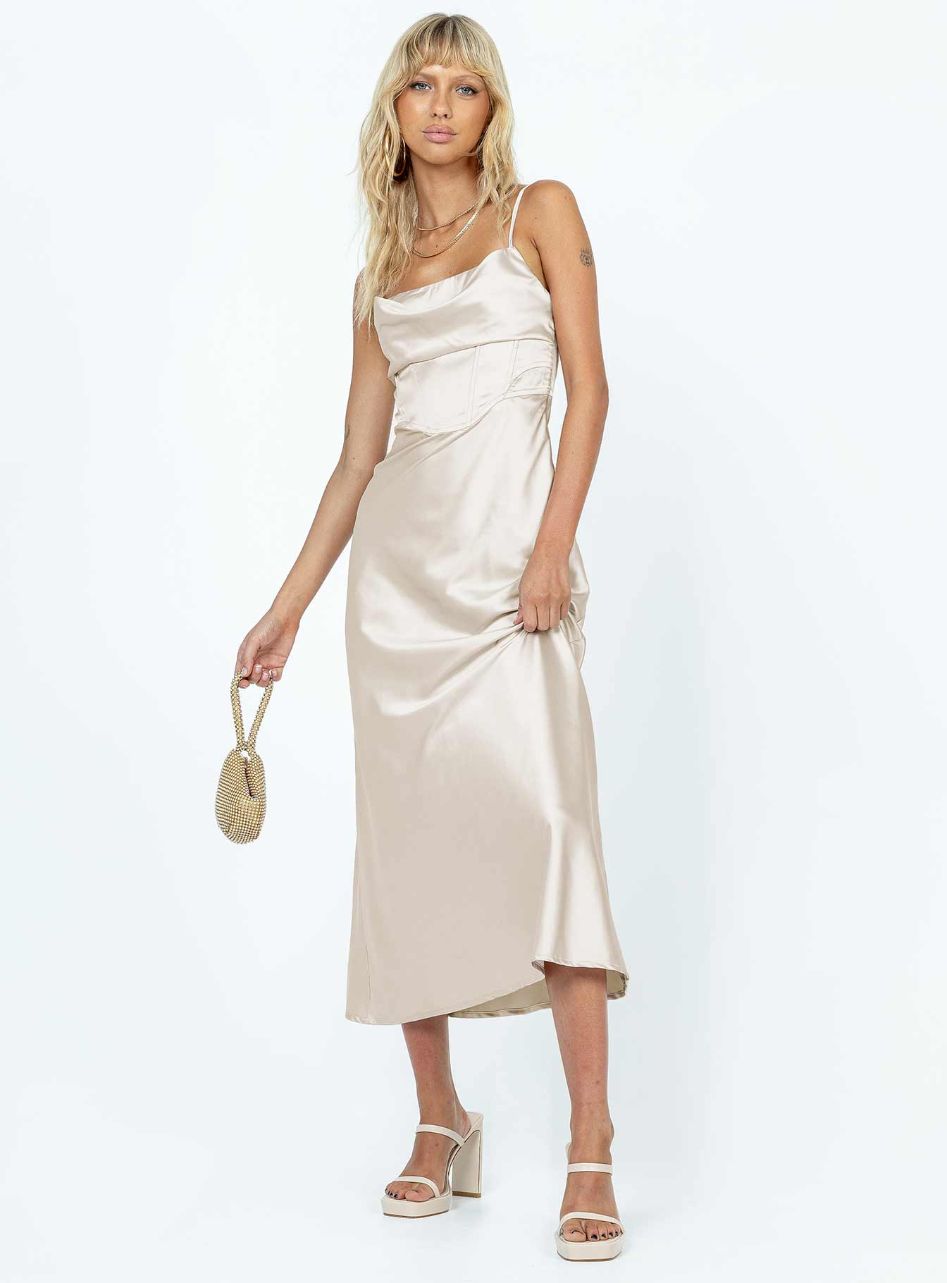 Perrie Midi Dress Cream - Image 2