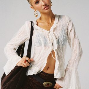 Sainz Frill Long Sleeve Top Cream