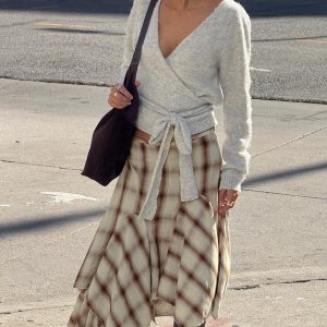 Toshie Asymmetrical Midi Skirt Multi Check