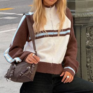 Lexanne Zip Through Knit Jumper Cream Multi