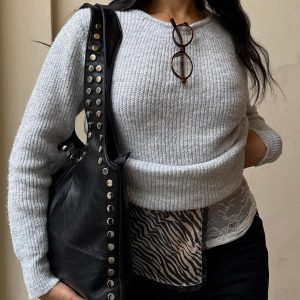 Abrams Rib Knit Crew Sweater Grey Marle