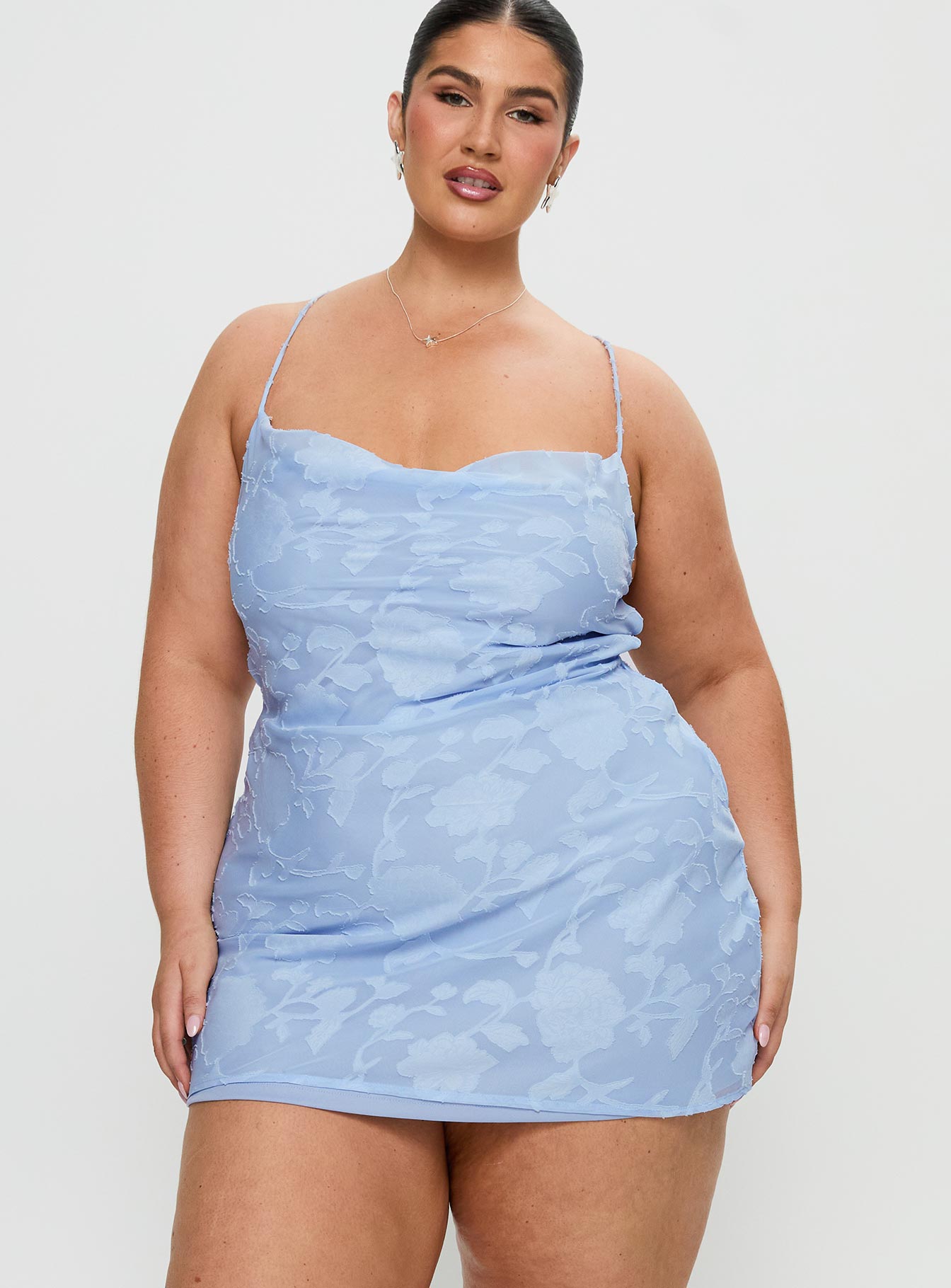 Celena Mini Dress Light Blue Burnout Curve - Image 2