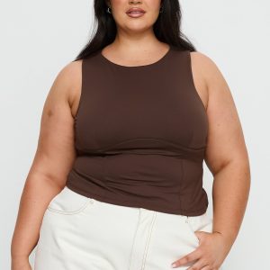 Georgetta Bust Detail Cami Top Brown Curve
