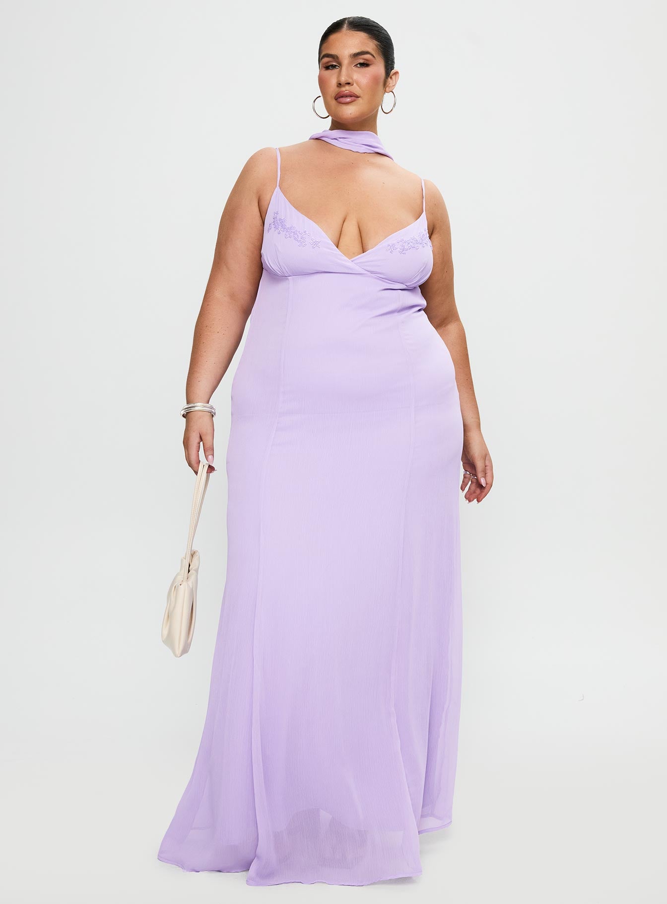 Jadira Scarf Maxi Dress Purple Curve - Image 2