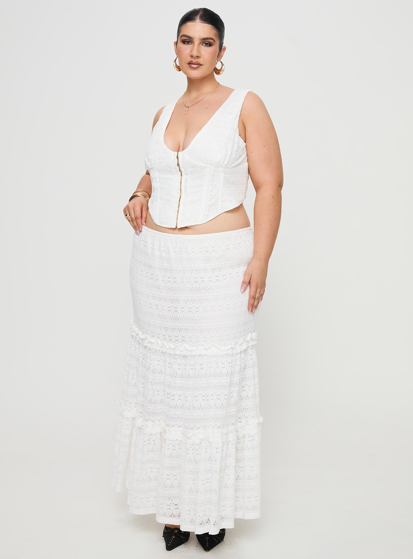 Buttacupe Lace Maxi Skirt White Curve - Image 2