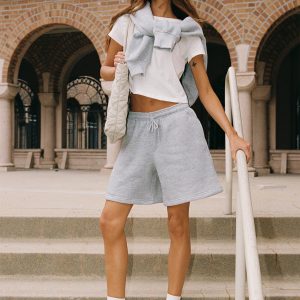 Dream Fleece Longline Shorts Grey Marle
