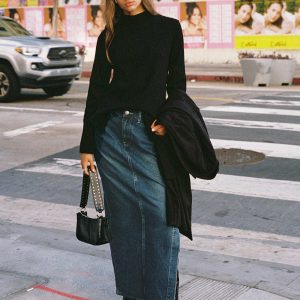 Orillia Denim Midi Skirt Dark Wash