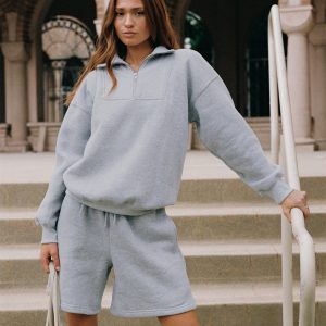 Dream Fleece Quarter Zip Sweatshirt Grey Marle