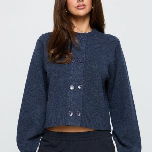 Kammi Button Up Cardigan Navy