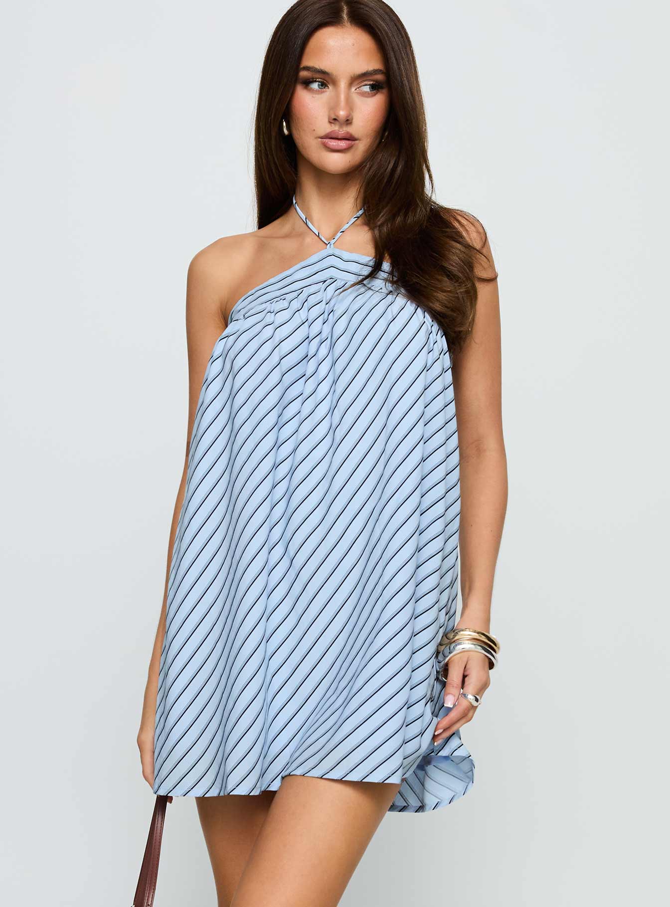 Moonlit Mini Dress Blue Stripe - Image 2